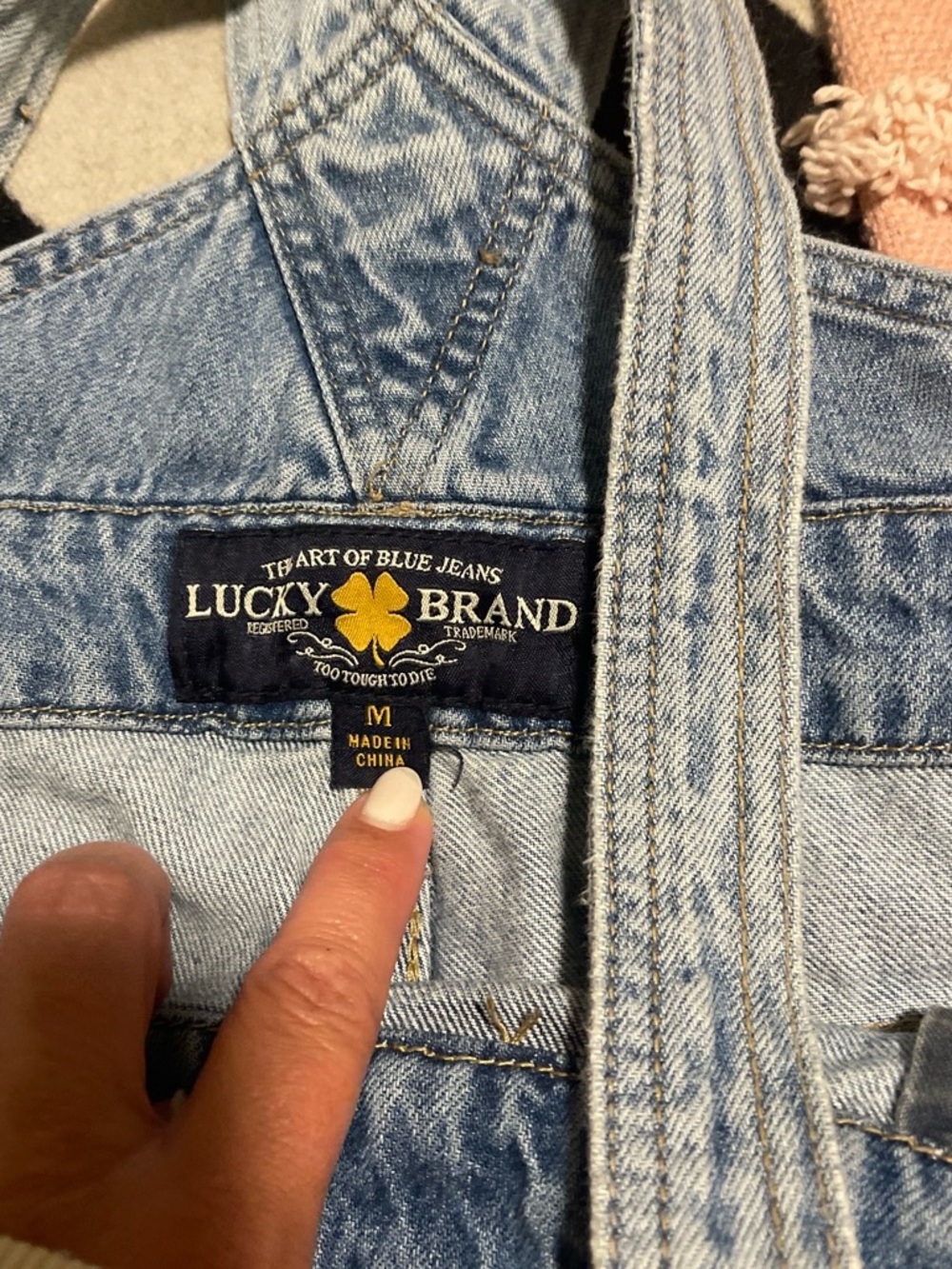 Lucky Brand Light Blue Distressed Men's Denim Overalls - Picture 5 of 5